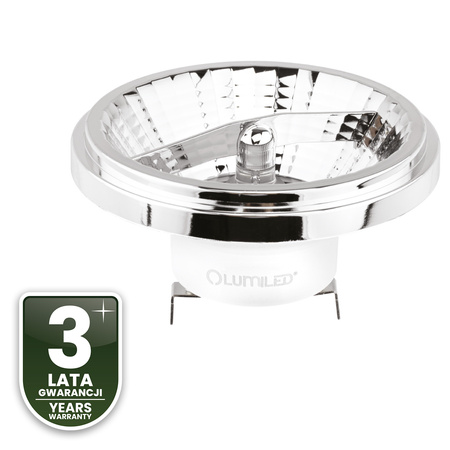 10x LED žiarovka AR111 G53 15W = 100W 1521lm 3000K 12V, teplá biela 24° Silver LUMILED