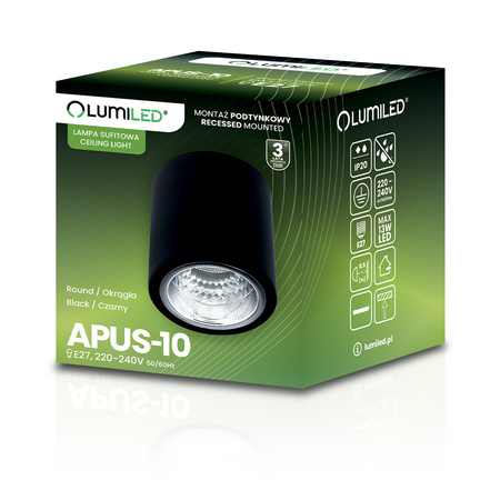 Stropné svietidlo APUS 10 Spot TUBA Black E27