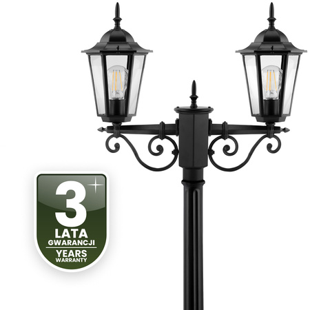 Záhradná stojaca LED lampa na stĺp 2m 2x E27 Vonkajšia dekoratívna lampa BELLIS LUMILED