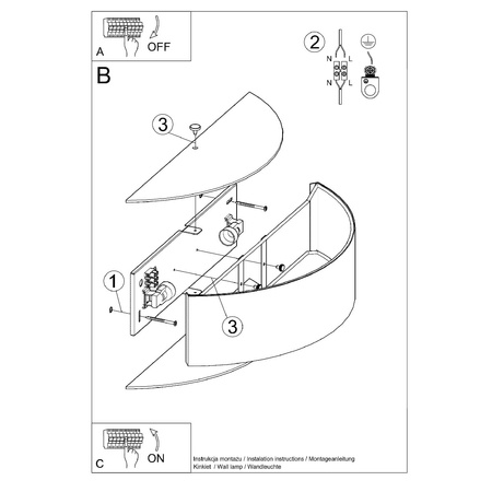 Nástenné svietidlo Plafond 2x E27 polkruhové biele Minimalistická stupnica Sollux
