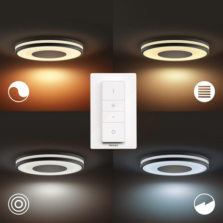 Plafond LED stropné svietidlo na povrchovú montáž 22,5 W 2500 lm IP20 White Ambiance TW Black 34,8 cm Smart SMART Zigbee Bluetooth Being Philips HUE