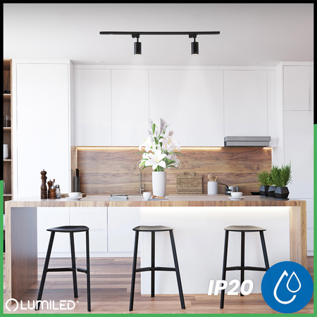 Sada osvetľovacích prípojníc 1 m + 2x RITI GU10 čierna LUMILED bodové svietidlo