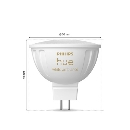 LED žiarovka GU5.3 MR16 Reflektor 5,1W = 60W 400lm 2200-6500K CCT 40° White Ambiance Bluetooth Zigbee Philips HUE