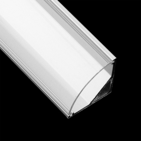 Hliníkový profil pre LED KM55 Silver corner 1m s priehľadným difúzorom a koncovkami