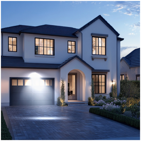 LED reflektor Vonkajšie záhradné svietidlo 30W 2550lm 6500K Studené 120° so senzorom pohybu a súmraku IP65 Čierna MHC Kobi