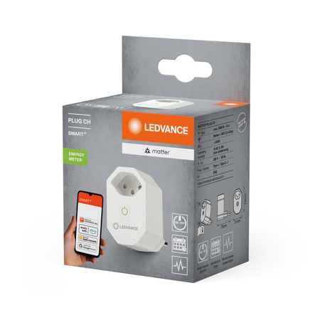 Inteligentná sieťová zásuvka EU 230V 10A s meračom energie SMART+ Matter Wifi Plug Ledvance