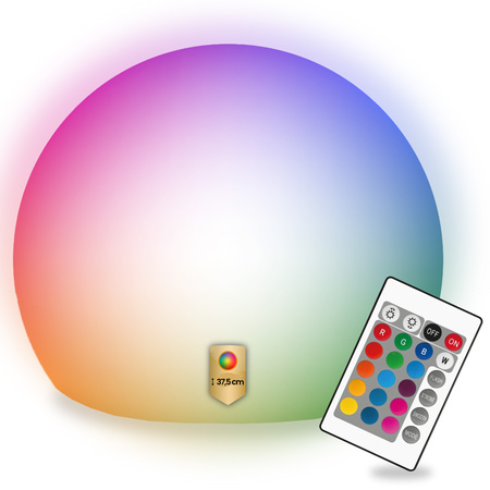 Záhradná LED solárna RGB zemná guľa 17 cm + diaľkové ovládanie