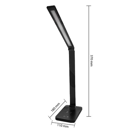 Stolová nastaviteľná stolová lampa LED 7W 420lm 2700/4000/4500/5000/6000K CCT Nabíjateľné školské nočné svetlo USB Stmievateľné vypínač čierny Ingrid Masterled
