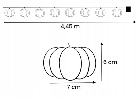 Batériový veniec 8xLED Dekoratívne tekvice 4,45 m Halloween svetlá + USB C