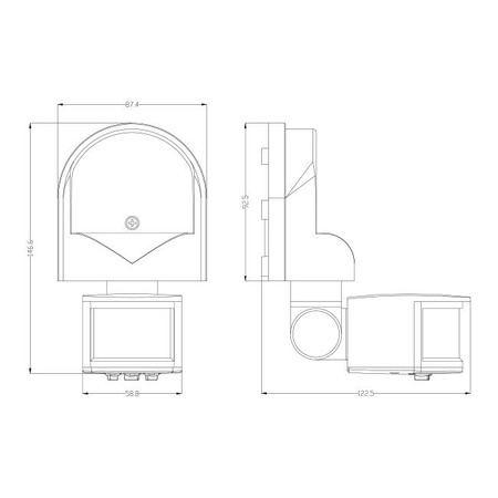 Vonkajší PIR snímač pohybu a súmraku biely IP44 180° Masterled