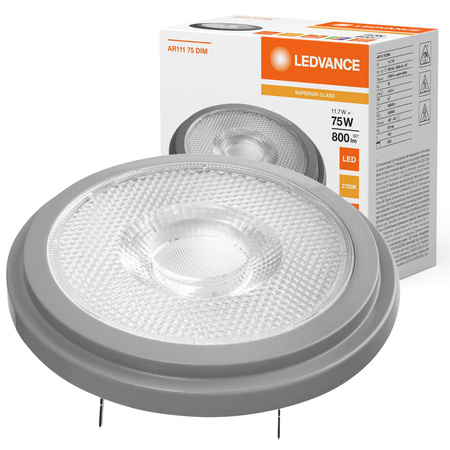 LED žiarovka G53 reflektor AR111 11,7W = 75W 800lm 2700K teplá biela 24° CRI97 12V Stmievateľná Ledvance