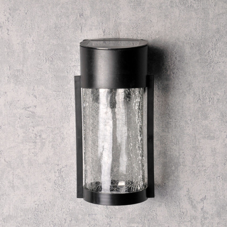 Nástenné solárne vonkajšie nástenné svietidlo Black Transparent so súmrakovým senzorom IP44 Vetro Sanico Goldlux