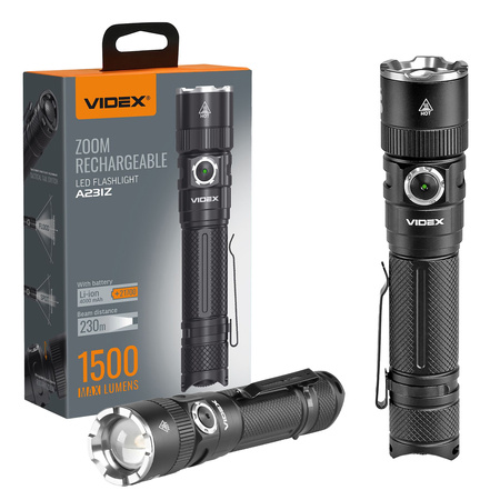 Nabíjateľná LED ručná baterka 20W 1500lm 6 módov USB-C Vodotesné IP66 Videx