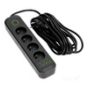 Sieťový predlžovací kábel 4x uzemnená zásuvka USB Power Strip On/Off Switch 5m Black Connecto Kobi