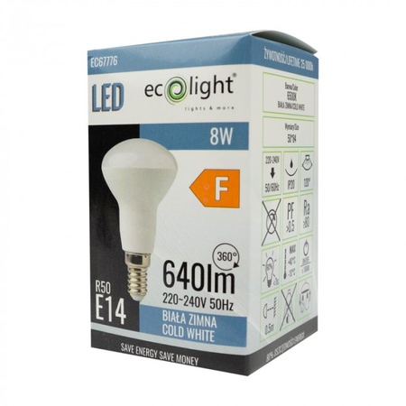 LED žiarovka reflektor R50 E14 8W 720lm 6500K studená biela Ecolight