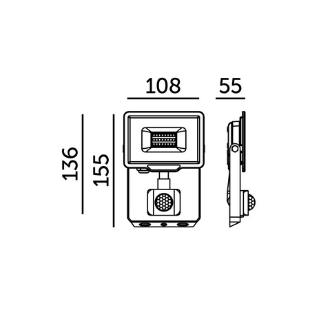 Vonkajší LED reflektor záhradný 20W 1600lm 6500K studený 120° so senzorom pohybu a súmraku IP65 čierny MHC Kobi