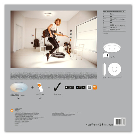 Plafond LED stropné svietidlo Povrchová montáž 26W 1150lm CCT Stmievateľná okrúhla biela SMART+ WiFi Donut Ledvance