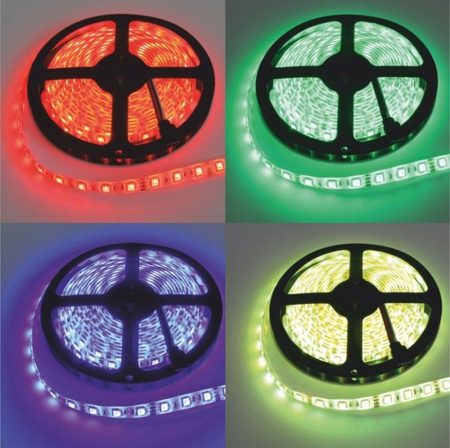 LED pás SMD 5050 14,4 W/m 60LED/m 12V 3000K Viacfarebné RGB + teplá biela IP20 Roll 5 m Ecolight