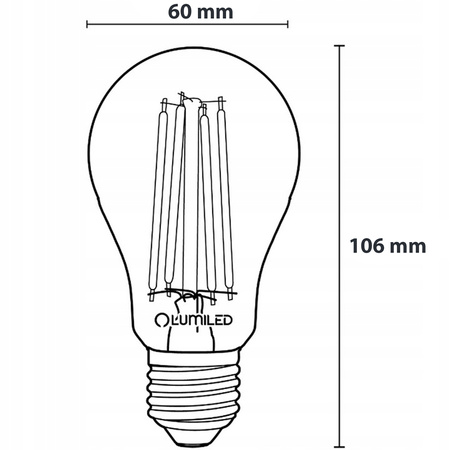 LED žiarovka E27 A60 8W = 75W 1055lm 3000K teplá biela 360° FILAMENT LUMILED