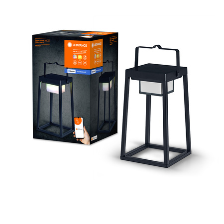 Záhradná lampa Smart Solar Lantern 2,5 W 200lm 3000K teplá biela RGB + W Stmievateľná IP44 Čierna SMART + Bluetooth Solar Ledvance