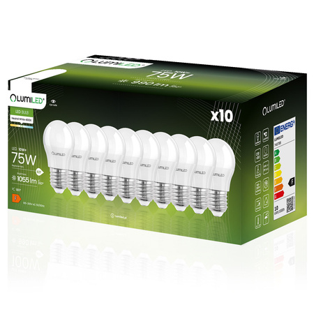 6x LED žiarovka E27 Ball P45 10W = 75W 1055lm 4000K neutrálna biela 180° LUMILED