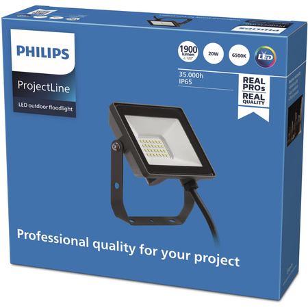 LED reflektor 20W 1900lm 6500K IP65 čierny ProjectLine Philips