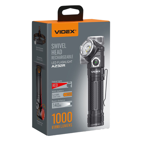 LED ručná baterka 10W 1000lm 8 Tyb USB-C Vodotesné IP66 Videx