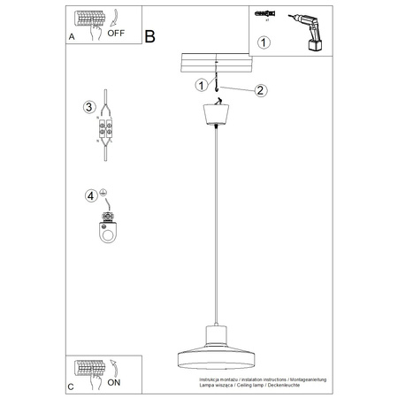 Stropné závesné svietidlo E27 čierne BILO Crimson SL.1703 Sollux