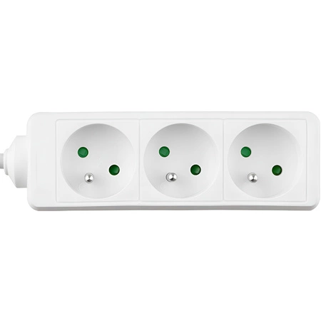 Sieťová predlžovacia zástrčka - 3x uzemnená zásuvka 1,5m 3x1mm 13A biela
