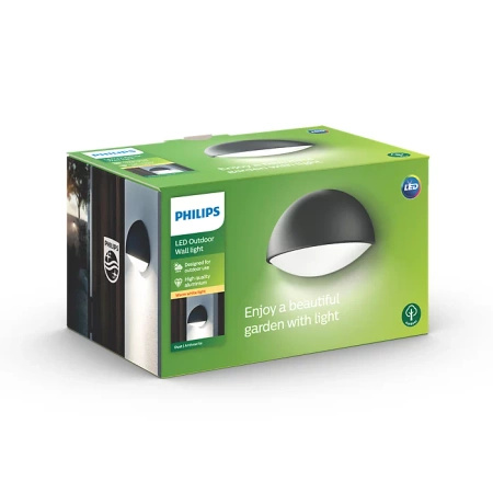 Záhradné nástenné svietidlo Vonkajšia fasádna LED lampa 3W 270lm 2700K IP44 Antracitový prach Philips