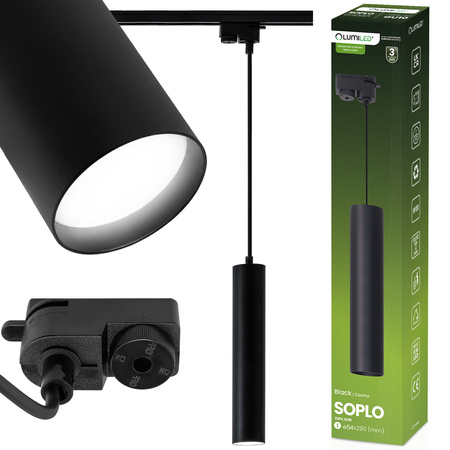 Závesné závesné svietidlo Rail 29cm Reflektor GU10 LED SOPLO Black LUMILED