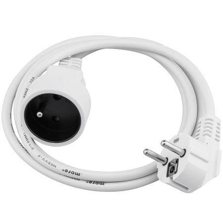 Sieťový predlžovací kábel zástrčka - zásuvka s uzemnením 1,5m 3x1mm 13A biely ECOLIGHT