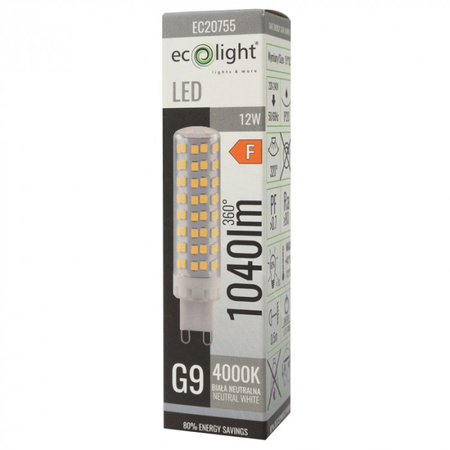 LED žiarovka v kapsuli G9 12W 1040lm 4000K neutrálna biela Ecolight