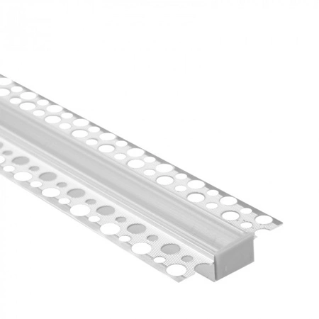 Hliníkový LED profil pre sadrokartón REGIPS široký zapustený pod omietku eloxovaný 1 m s priehľadným difúzorom pre LED pásy + krytky Ecolight série GPS