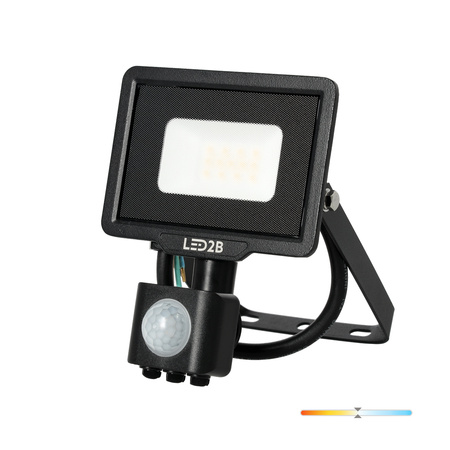 Vonkajší LED reflektor 10W 800lm 4000lm neutrálna biela 120° so senzorom pohybu a súmraku IP65 čierny MHC Kobi