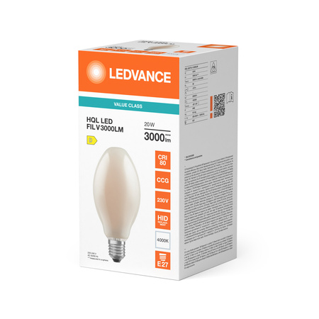 LED žiarovka E27 20W = 80W 3000lm 4000K neutrálna biela 360° vlákno HQL Ledvance