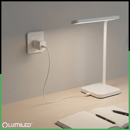 Nabíjačka 1x USB 5V/1A DC adaptér Stolná lampa biela Lumiled