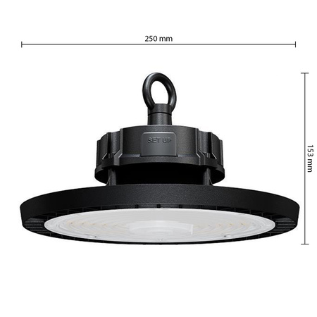 Priemyselná lampa LED High Bay 150W 22500lm 5000 Cold 90° Dimmable Black IP65 Masterled