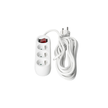 Sieťový predlžovací kábel 3x uzemnená zásuvka Power Strip On/Off Switch 5m White Linea Kobi