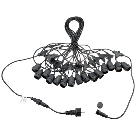 Záhradná vonkajšia svetelná reťaz Girland 20m 40x E27 žiarovky SMOKEY 6W 2200K MALUS Lumiled