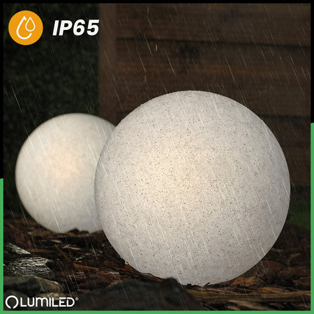 LED LUMIKULA 30cm E27 IP65 LUMILED Vonkajšie kamenné guľové záhradné svietidlo