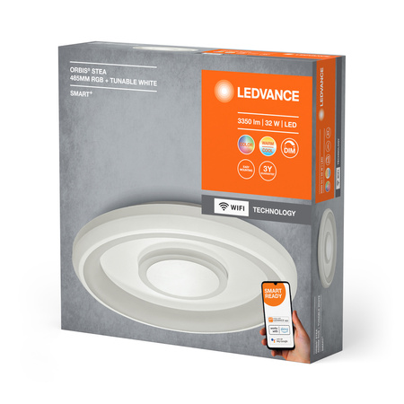 Plafond LED svietidlo na povrchovú montáž 32W 1950lm RGB CCT stmievateľné 49cm biele SMART+ WiFi Orbis Ledvance