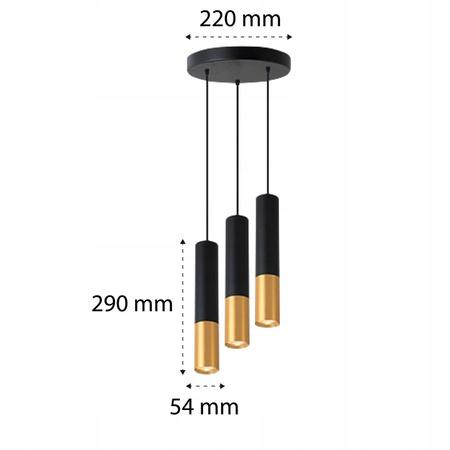 Stropné svietidlo 3x GU10 Black Gold Matt Keon Masterled