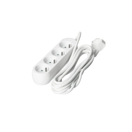Predlžovací kábel Zástrčka 4x uzemnená zásuvka Napájací pásik 3m biely Linea Kobi