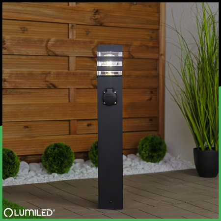 Vonkajšie stojace stožiare E27 LED Záhradné svietidlo so zásuvkou TAXUS 2 60cm LUMILED