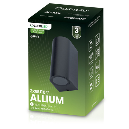 Záhradné nástenné svietidlo Vonkajšie svietidlo 2xGU10 Black