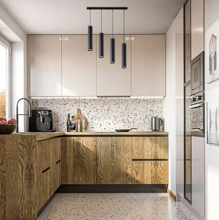 Stropné svetlo Závesné svietidlo 4x GU10 Matte Black Keon Masterled