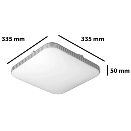 Plafond LED stropné svetlo do kúpeľne Povrchová montáž 24W 1680lm 4000K, neutrálna biela 160° Square White IP44 Domin Masterled