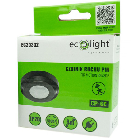 PIR senzor pohybu a súmraku povrchová montáž čierny 6 m 360° CP Ecolight