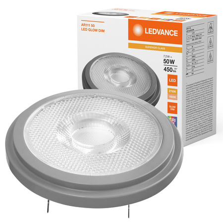 LED žiarovka G53 reflektor AR111 7,2W = 50W 450lm 1800-2700K teplá biela 24° 12V CRI90 Stmievateľná Ledvance